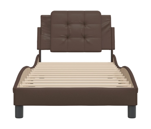 vidaXL Estructura de cama con cabecero cuero sintético marrón 80x200cm