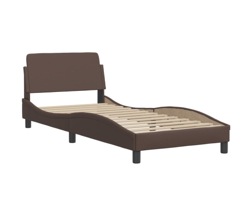 vidaXL Estructura de cama con cabecero cuero sintético marrón 80x200cm