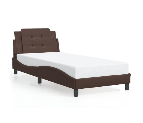 vidaXL Estructura de cama con cabecero cuero sintético marrón 80x200cm