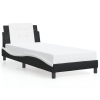 Cama con cabecero cuero sintético negro y blanco 80x200 cm