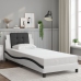 Cama con cabecero cuero sintético blanco y negro 80x200 cm