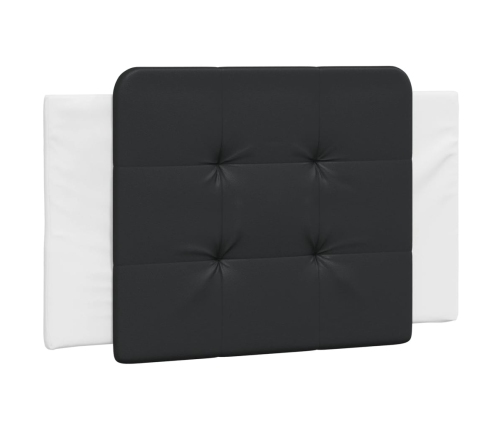 Cama con cabecero cuero sintético blanco y negro 80x200 cm