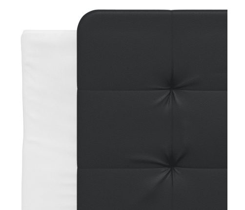 Cama con cabecero cuero sintético blanco y negro 80x200 cm