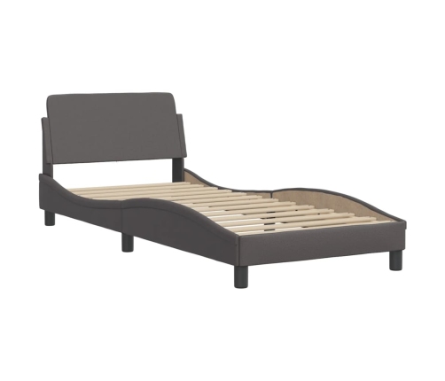 vidaXL Estructura de cama con cabecero cuero sintético gris 90x190 cm