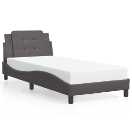 Estructura de cama sin colchón cuero sintético gris 90x190 cm