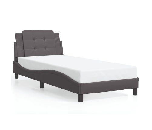 vidaXL Estructura de cama con cabecero cuero sintético gris 90x190 cm