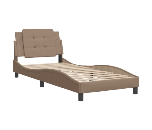 Estructura cama sin colchón cuero sintético capuchino 90x190 cm