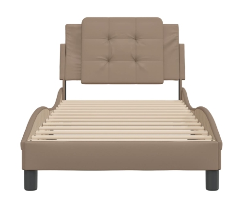 Estructura cama sin colchón cuero sintético capuchino 90x190 cm