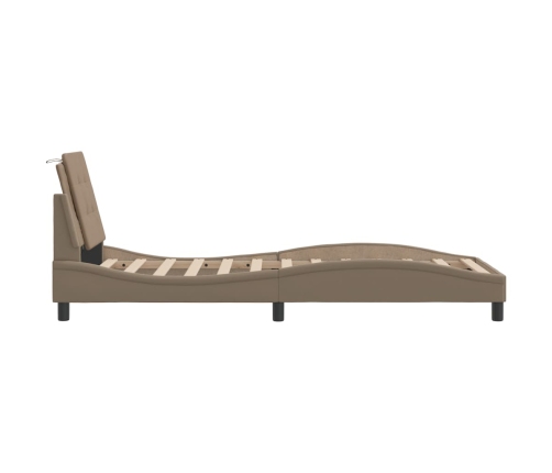 Estructura cama sin colchón cuero sintético capuchino 90x190 cm