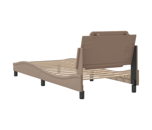 Estructura cama sin colchón cuero sintético capuchino 90x190 cm