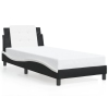 Estructura de cama con cabecero cuero sintético negro y blanco