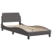 Estructura de cama sin colchón cuero sintético gris 90x200 cm