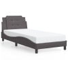 vidaXL Estructura de cama con cabecero cuero sintético gris 90x200 cm