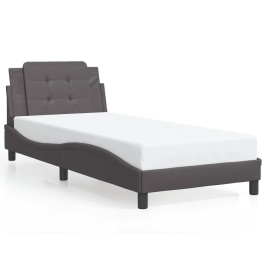 Estructura de cama sin colchón cuero sintético gris 90x200 cm