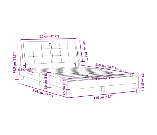 Estructura de cama sin colchón cuero sintético negro 120x200 cm