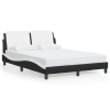 Estructura cama cabecero cuero sintético negro blanco 120x200cm