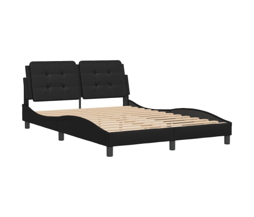 Estructura de cama sin colchón cuero sintético negro 140x190 cm