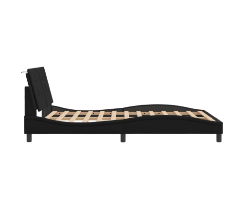 Estructura de cama sin colchón cuero sintético negro 140x190 cm