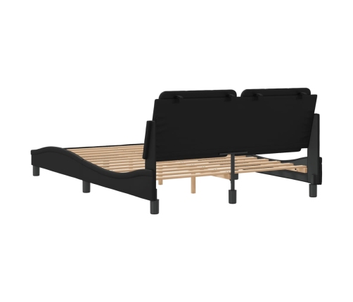 Estructura de cama sin colchón cuero sintético negro 140x190 cm