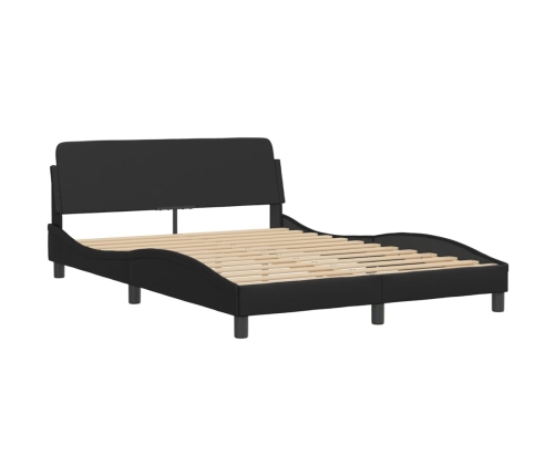 Estructura de cama sin colchón cuero sintético negro 140x190 cm