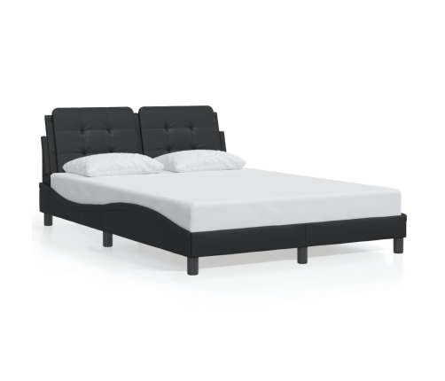 Estructura de cama sin colchón cuero sintético negro 140x190 cm