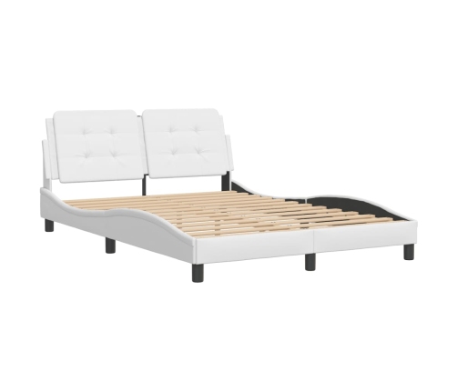 Estructura de cama sin colchón cuero sintético blanco 140x190cm