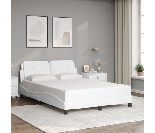 Estructura de cama sin colchón cuero sintético blanco 140x190cm