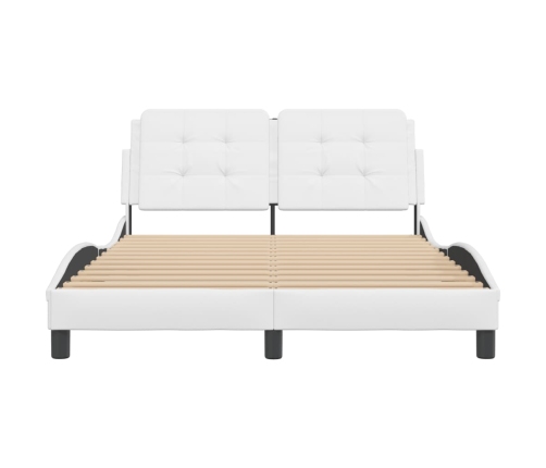 Estructura de cama sin colchón cuero sintético blanco 140x190cm
