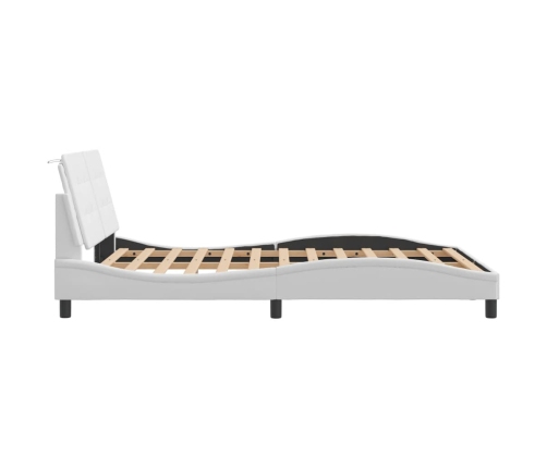 Estructura de cama sin colchón cuero sintético blanco 140x190cm