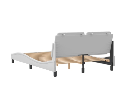 Estructura de cama sin colchón cuero sintético blanco 140x190cm
