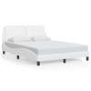 Estructura de cama sin colchón cuero sintético blanco 140x190cm