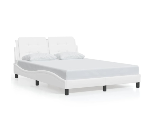 Estructura de cama sin colchón cuero sintético blanco 140x190cm