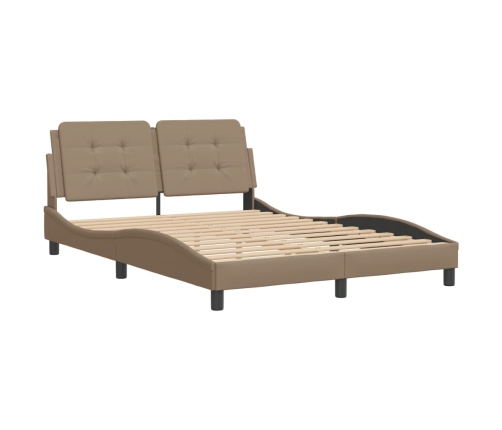 Estructura cama sin colchón cuero sintético capuchino 140x190cm