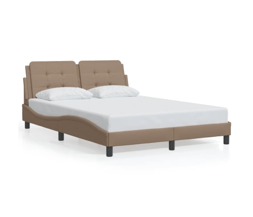 Estructura cama sin colchón cuero sintético capuchino 140x190cm