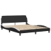 Estructura cama cabecero cuero sintético negro blanco 160x200cm