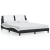 Estructura cama cabecero cuero sintético negro blanco 160x200cm