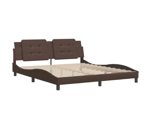 vidaXL Estructura de cama cabecero cuero sintético marrón 180x200 cm