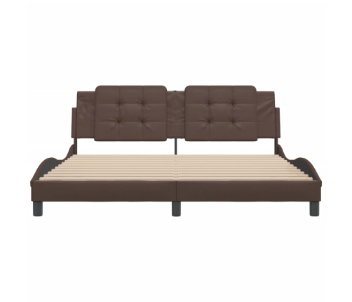 vidaXL Estructura de cama cabecero cuero sintético marrón 180x200 cm