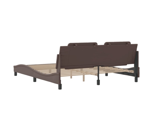 vidaXL Estructura de cama cabecero cuero sintético marrón 180x200 cm