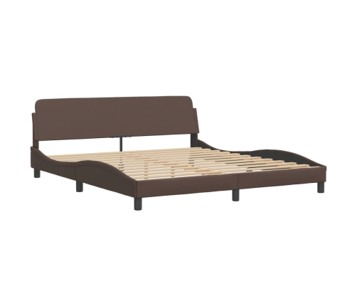 vidaXL Estructura de cama cabecero cuero sintético marrón 180x200 cm