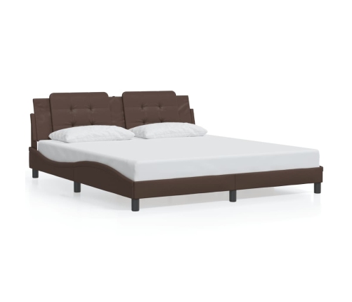 vidaXL Estructura de cama cabecero cuero sintético marrón 180x200 cm