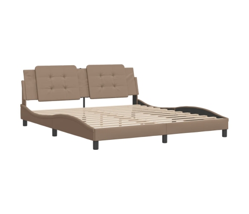 vidaXL Estructura de cama cabecero cuero sintético capuchino 180x200cm