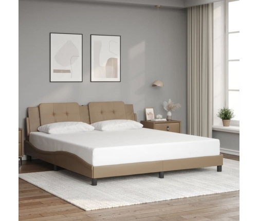 vidaXL Estructura de cama cabecero cuero sintético capuchino 180x200cm