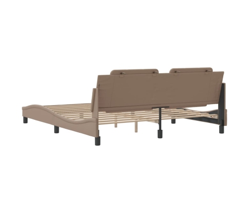 vidaXL Estructura de cama cabecero cuero sintético capuchino 180x200cm