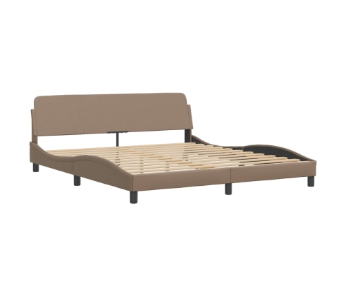 vidaXL Estructura de cama cabecero cuero sintético capuchino 180x200cm