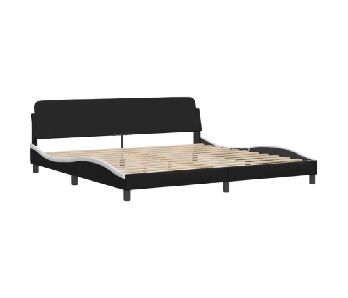 Cama sin colchón cuero sintético negro blanco 200x200 cm