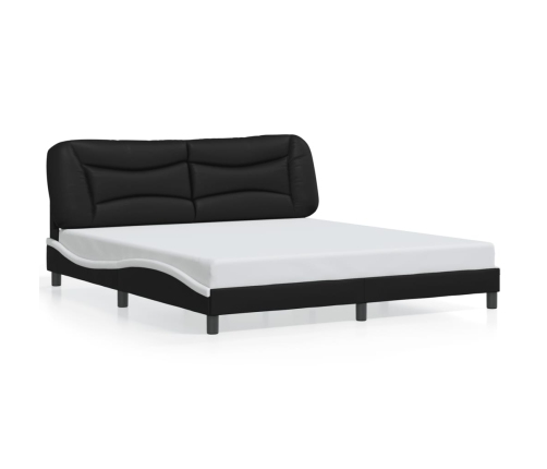 vidaXL Estructura de cama con cabecero cuero sintético negro y blanco