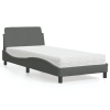 vidaXL Cama con colchón tela gris oscuro 90x190 cm