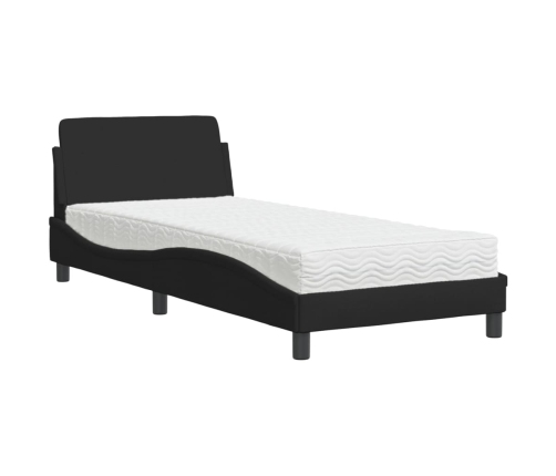 Cama con colchón tela negro 90x190 cm