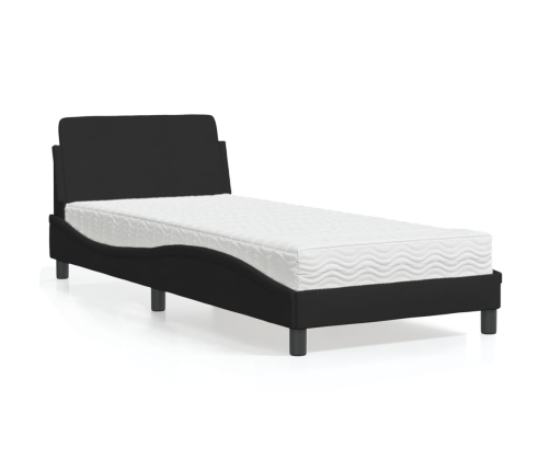 Cama con colchón tela negro 90x190 cm